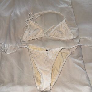 Triangl Swimwear White Checkered Bikini Set - Small